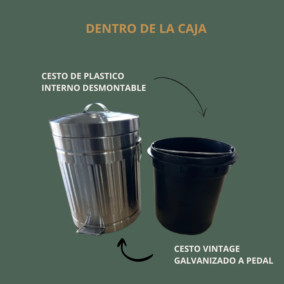 Cesto Galvanizado a pedal 5 Litros