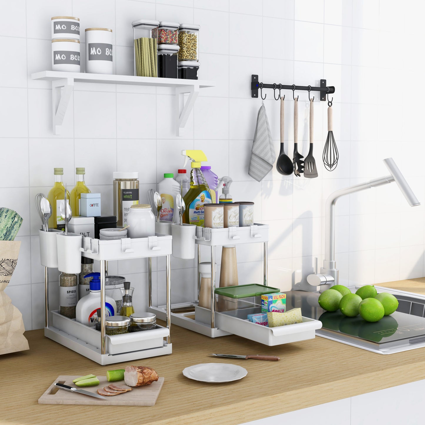 Organizador de Cocina con Ganchos para Especieros y Utensilios - Pack x2
