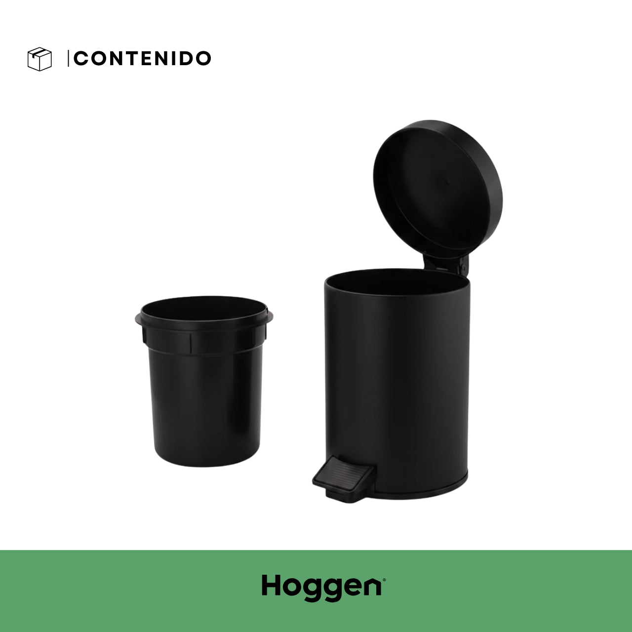 Cesto de Basura Acero Inoxidable Negro 5 Lts