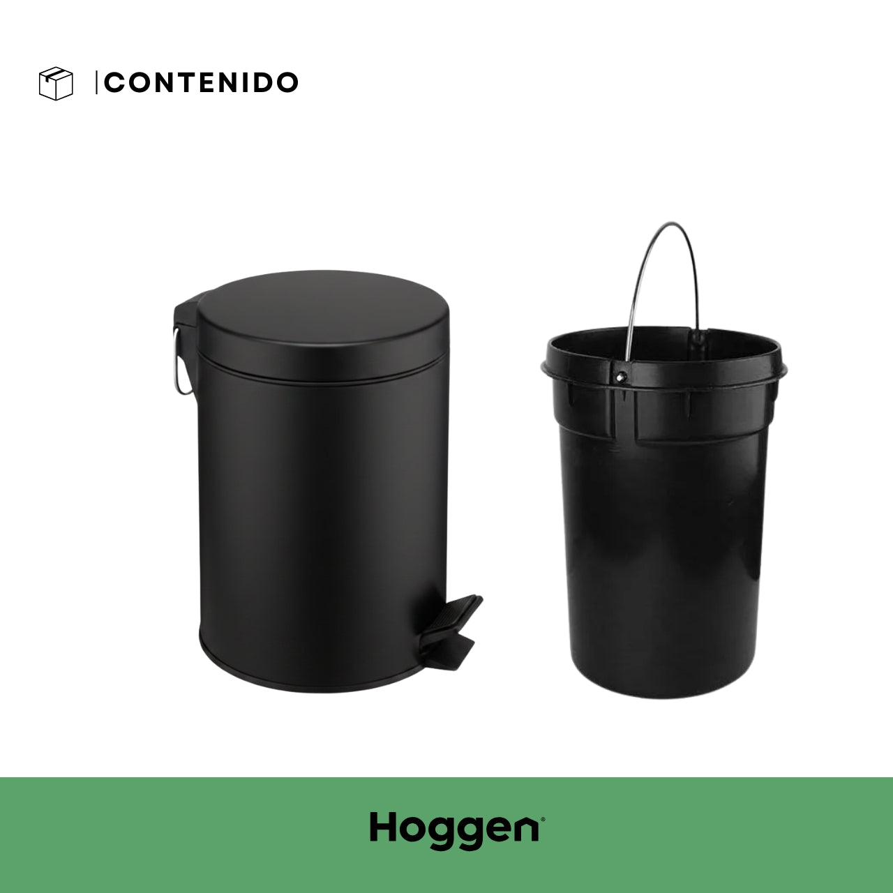 Cesto de Basura Acero Inoxidable Negro 3 Lts