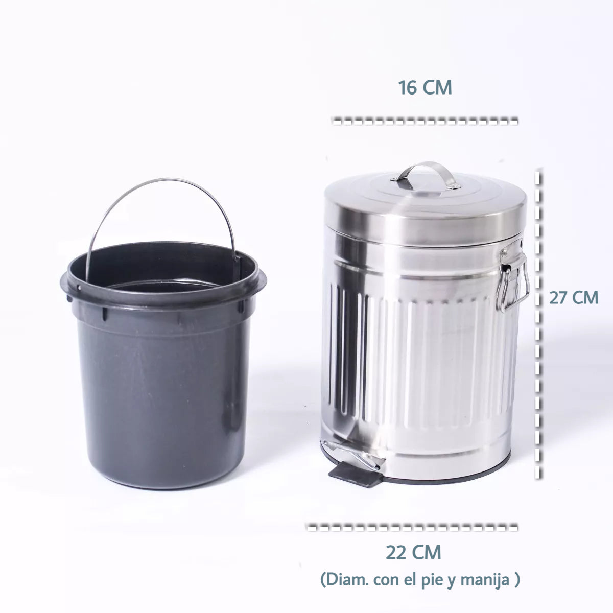 Cesto de basura de acero galvanizado 3 Litros