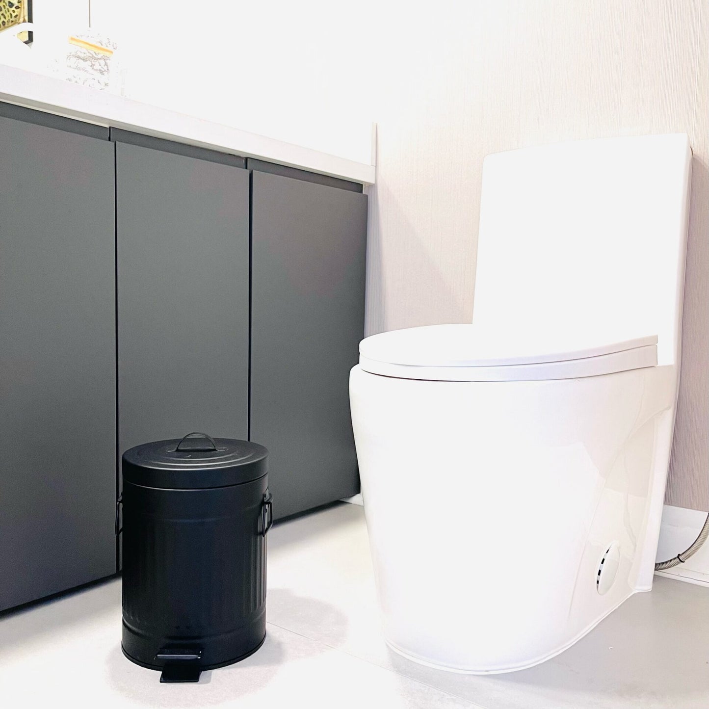 Cesto de Basura Redondo Galvanizado Negro 5 Lts