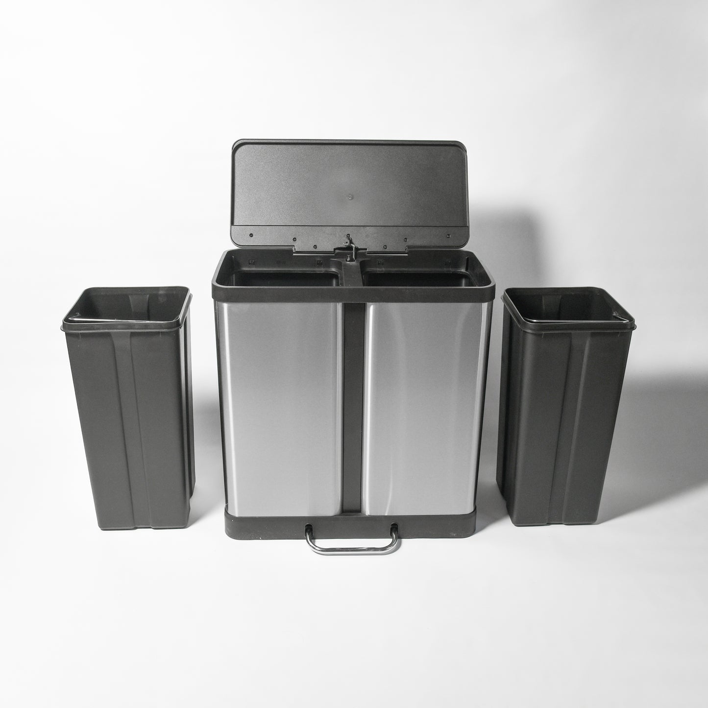 Cesto de basura doble de acero inoxidable 60 litros