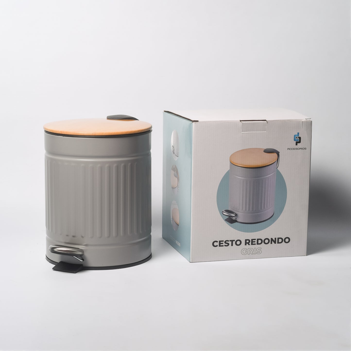 Cesto de basura texturado gris de 5 litros