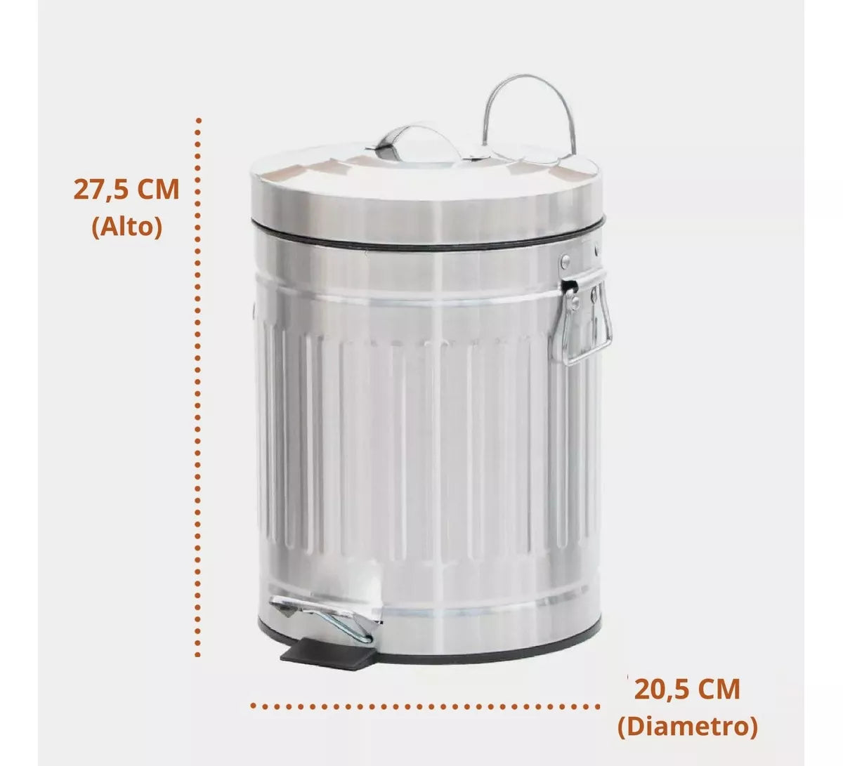 Cesto Galvanizado a pedal 5 Litros