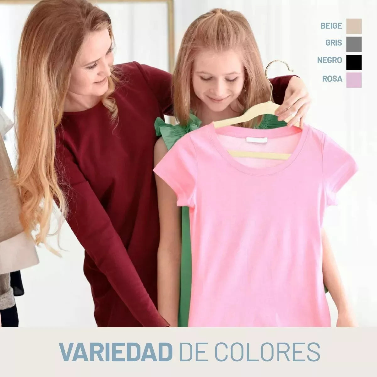 Perchas Terciopelo Beige Kids Niños Antideslizante X 50 Unidades