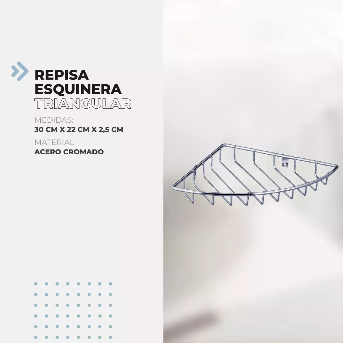 Repisa Esquinera Triangular de Acero Cromado
