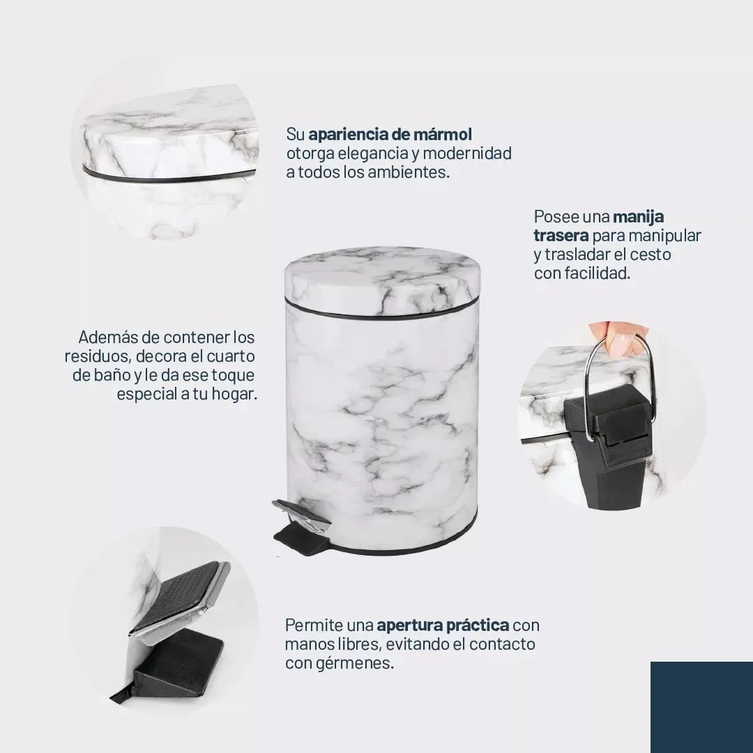 Cesto de basura simil marmol de 5 litros (de segunda seleccion)
