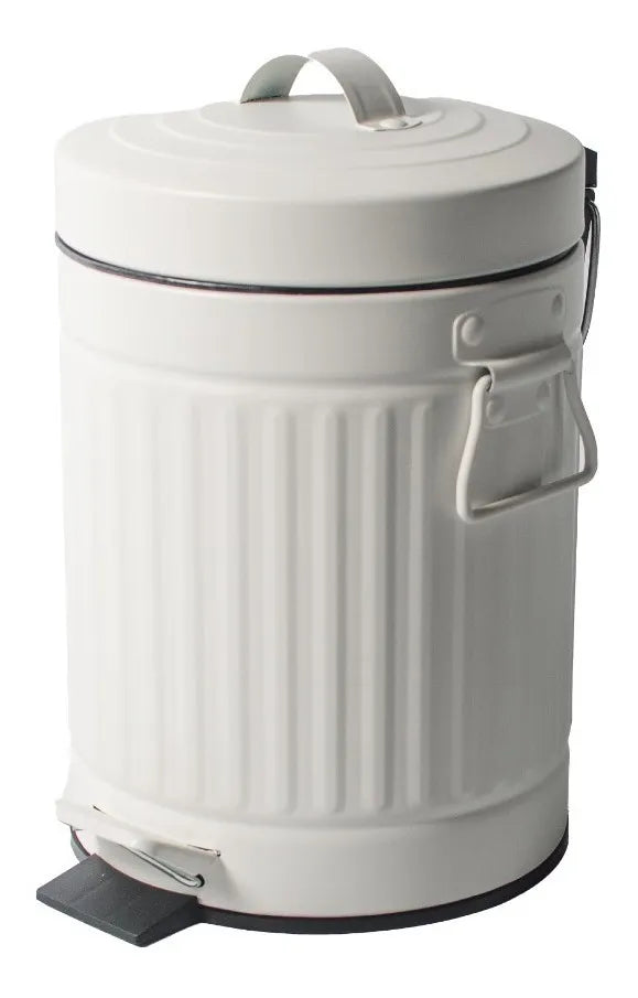 Cesto Basura Blanco Baño Cocina Pedal Retro Vintage 3 Lts