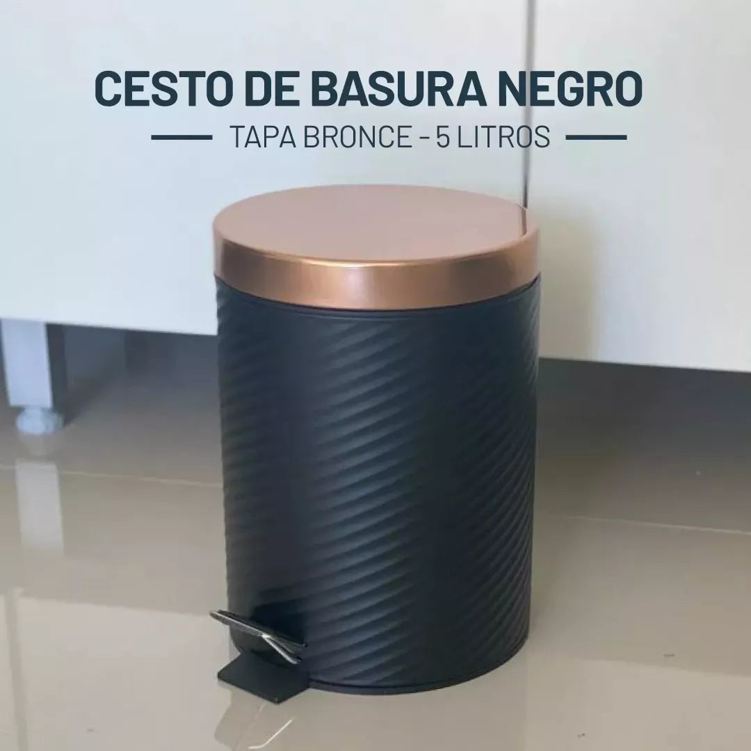 Cesto De Basura Pedal 5 Lts Negro