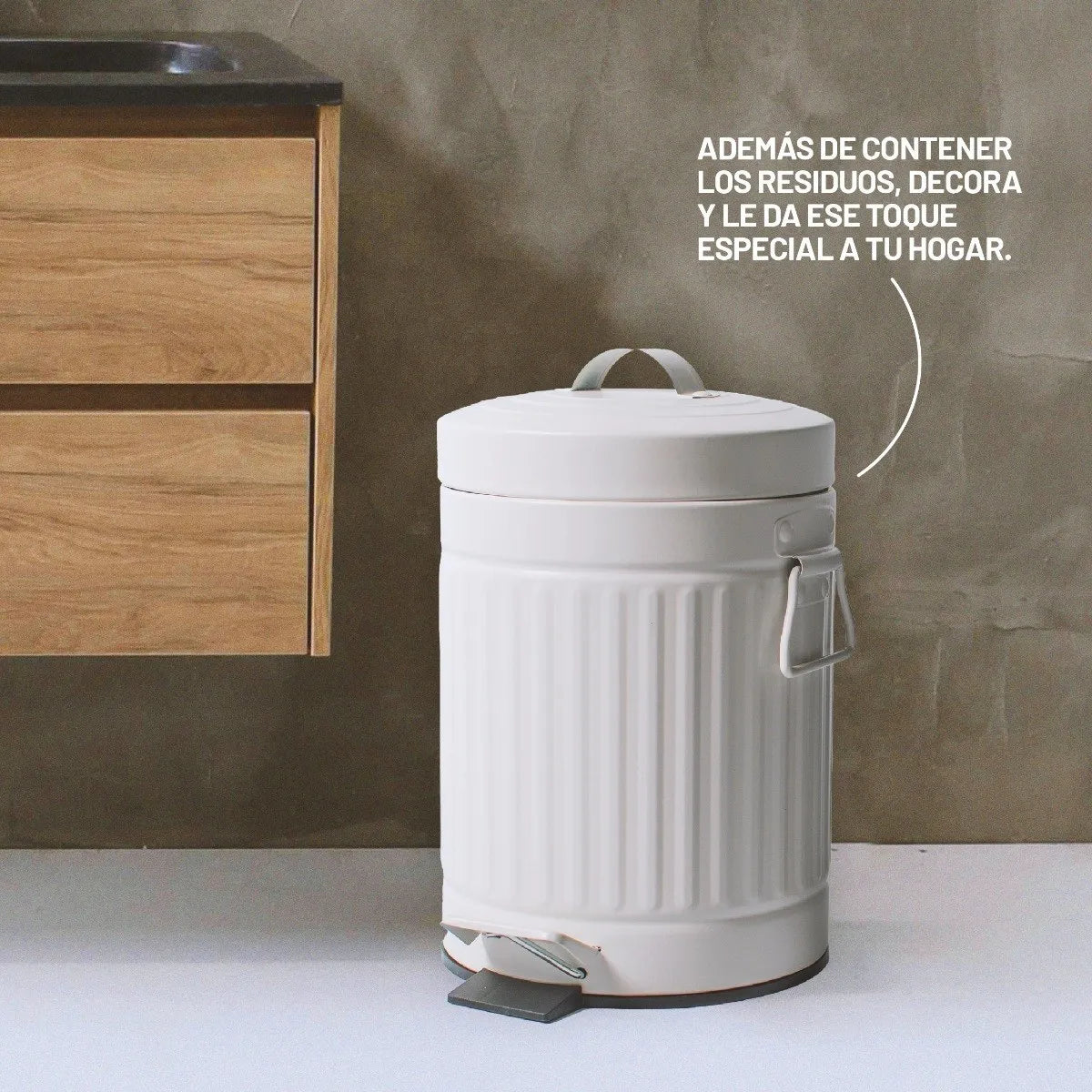 Cesto Basura Blanco Baño Cocina Pedal Retro Vintage 3 Lts