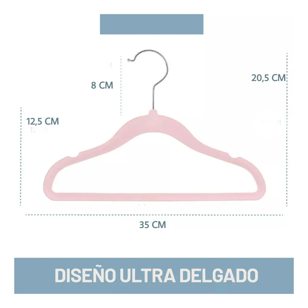 Perchas de Terciopelo Rosa para Niños X 20 Unidades