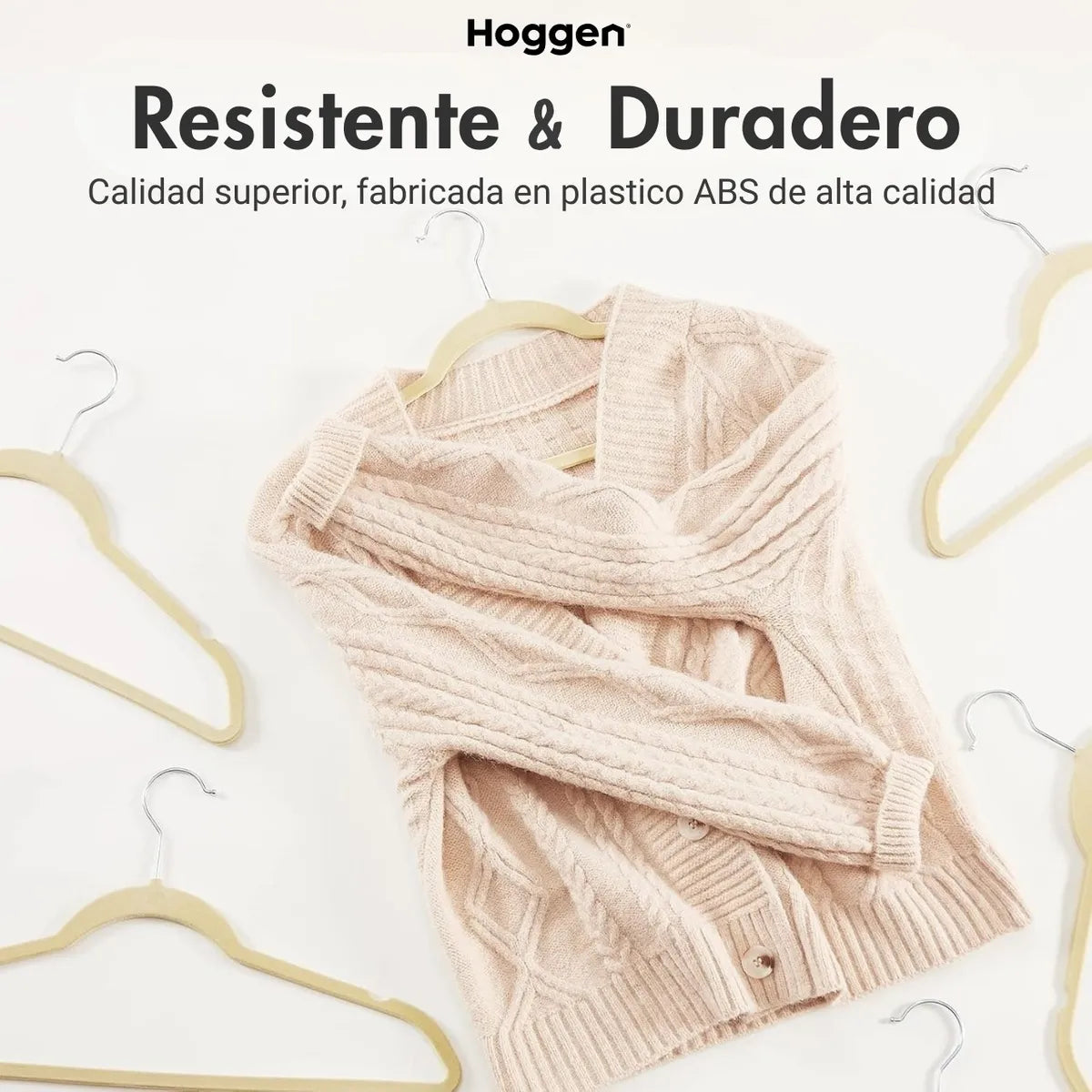 Perchas de Terciopelo Beige para Adultos x 100 Unidades