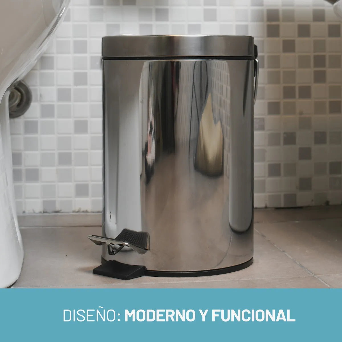 Cesto Basura Tacho A Pedal Acero Inoxidable 3 Lts