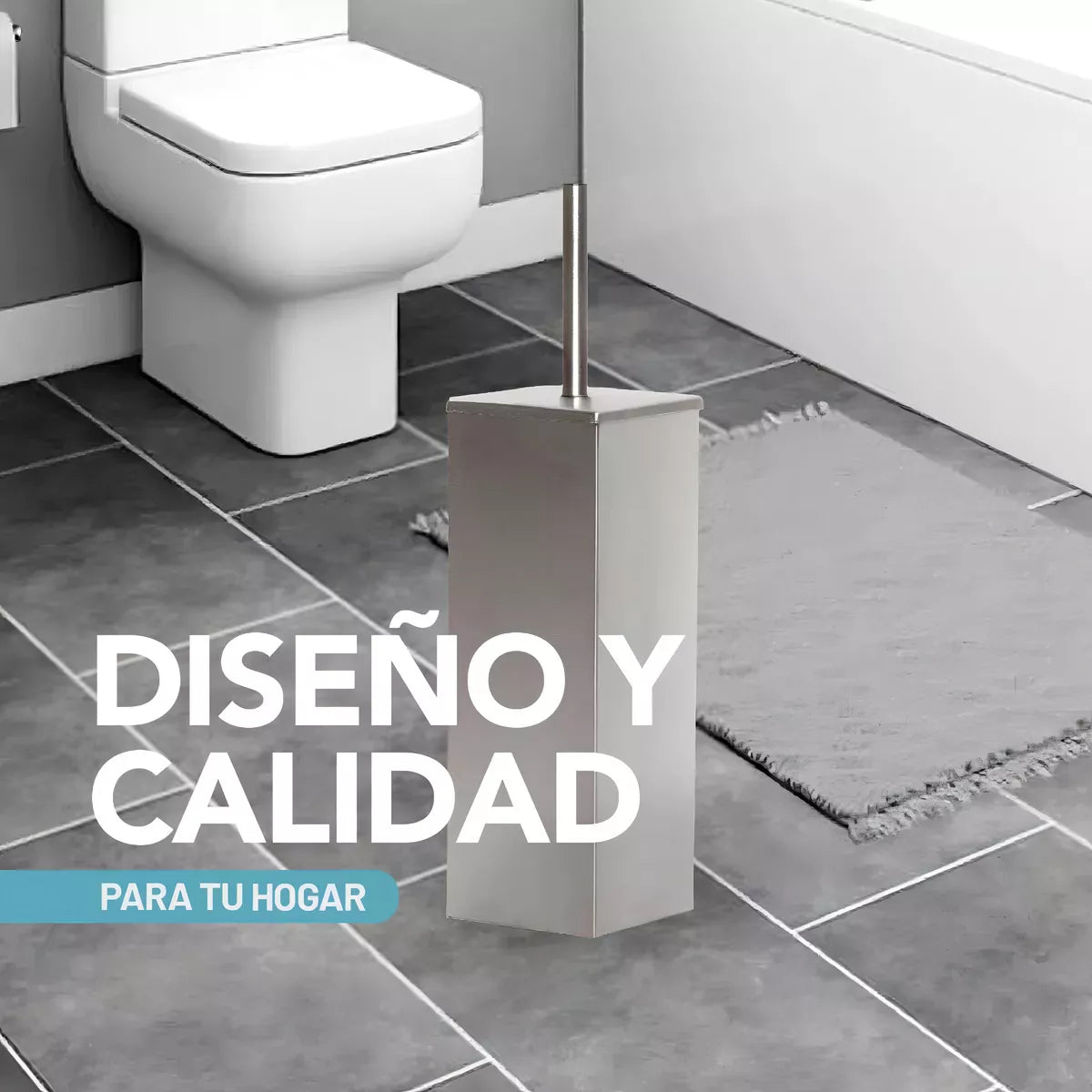 Escobilla lisa cuadrada para inodoro de acero inoxidable