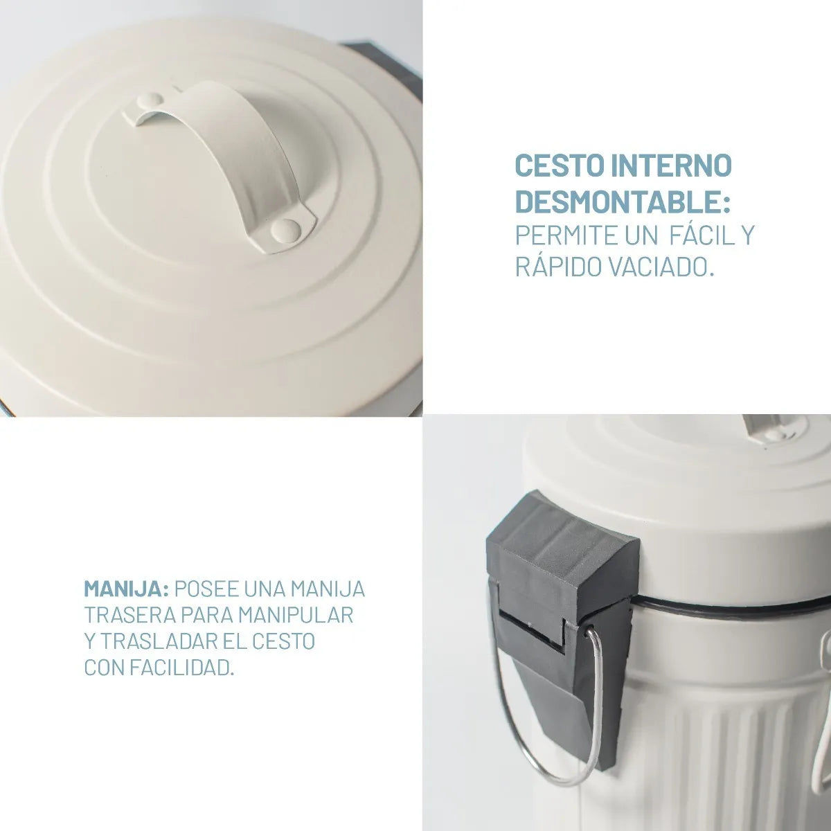 Cesto Basura Blanco Baño Cocina Pedal Retro Vintage 3 Lts