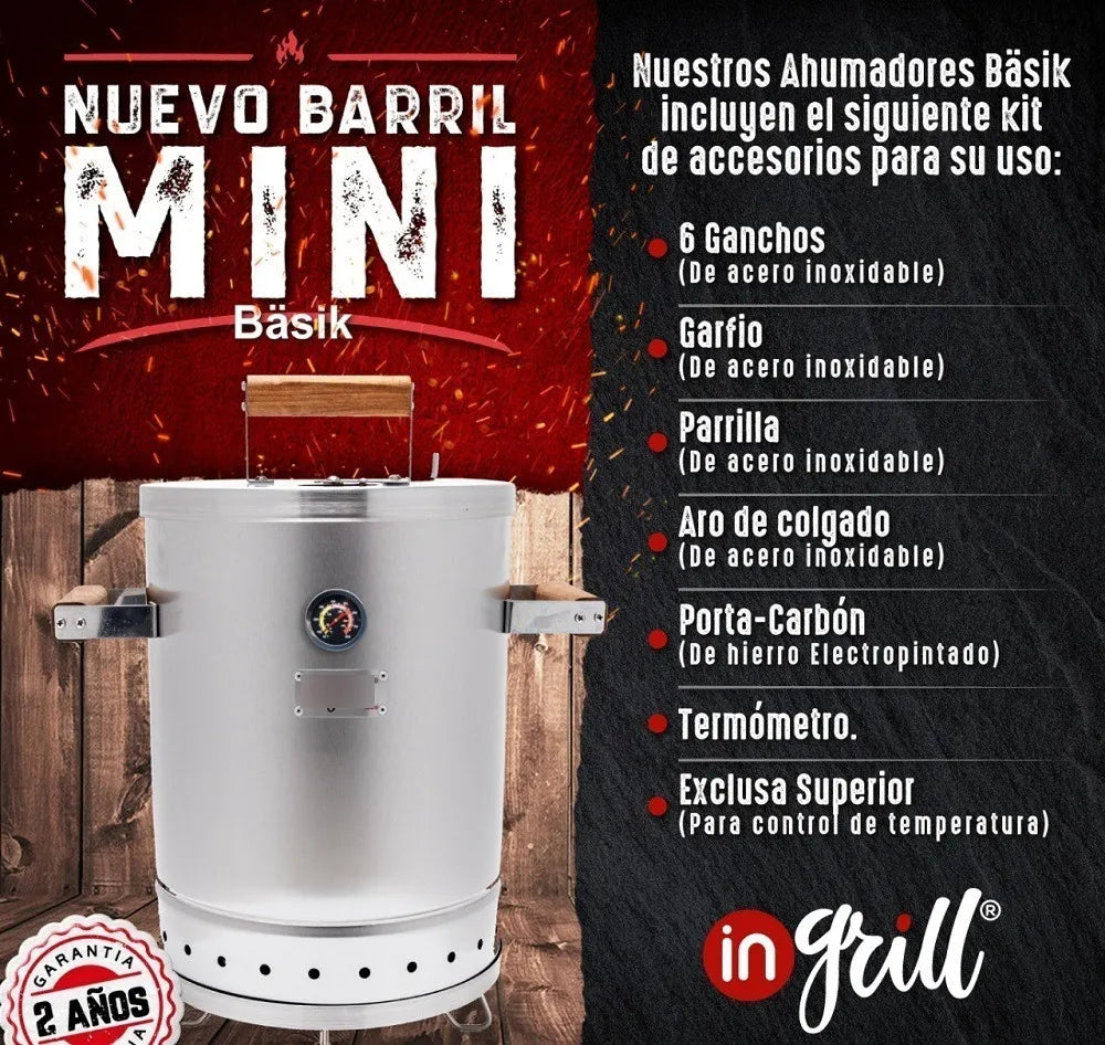 Asador Ahumador Barril Mini Basik