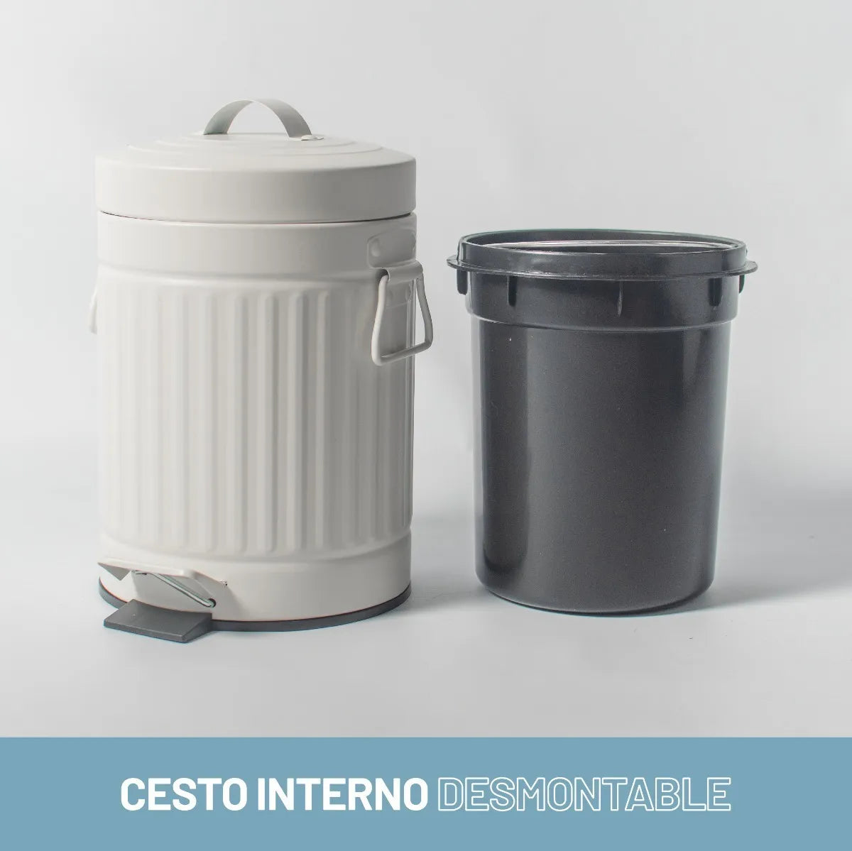 Cesto Basura Blanco Baño Cocina Pedal Retro Vintage 3 Lts