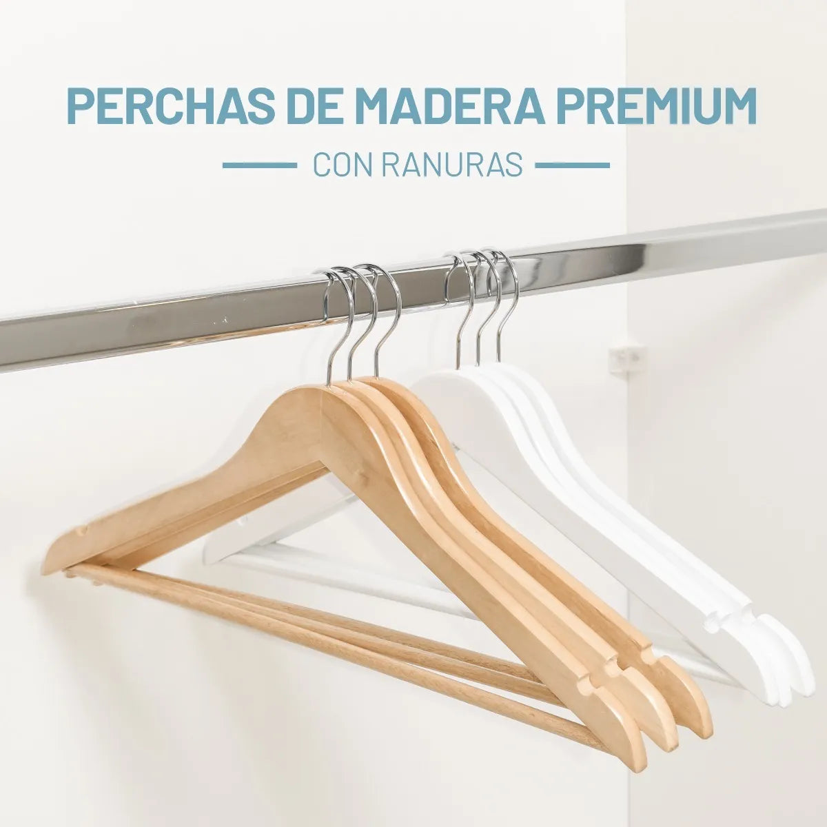 Perchas De Madera Lustrada X 100 Unidades