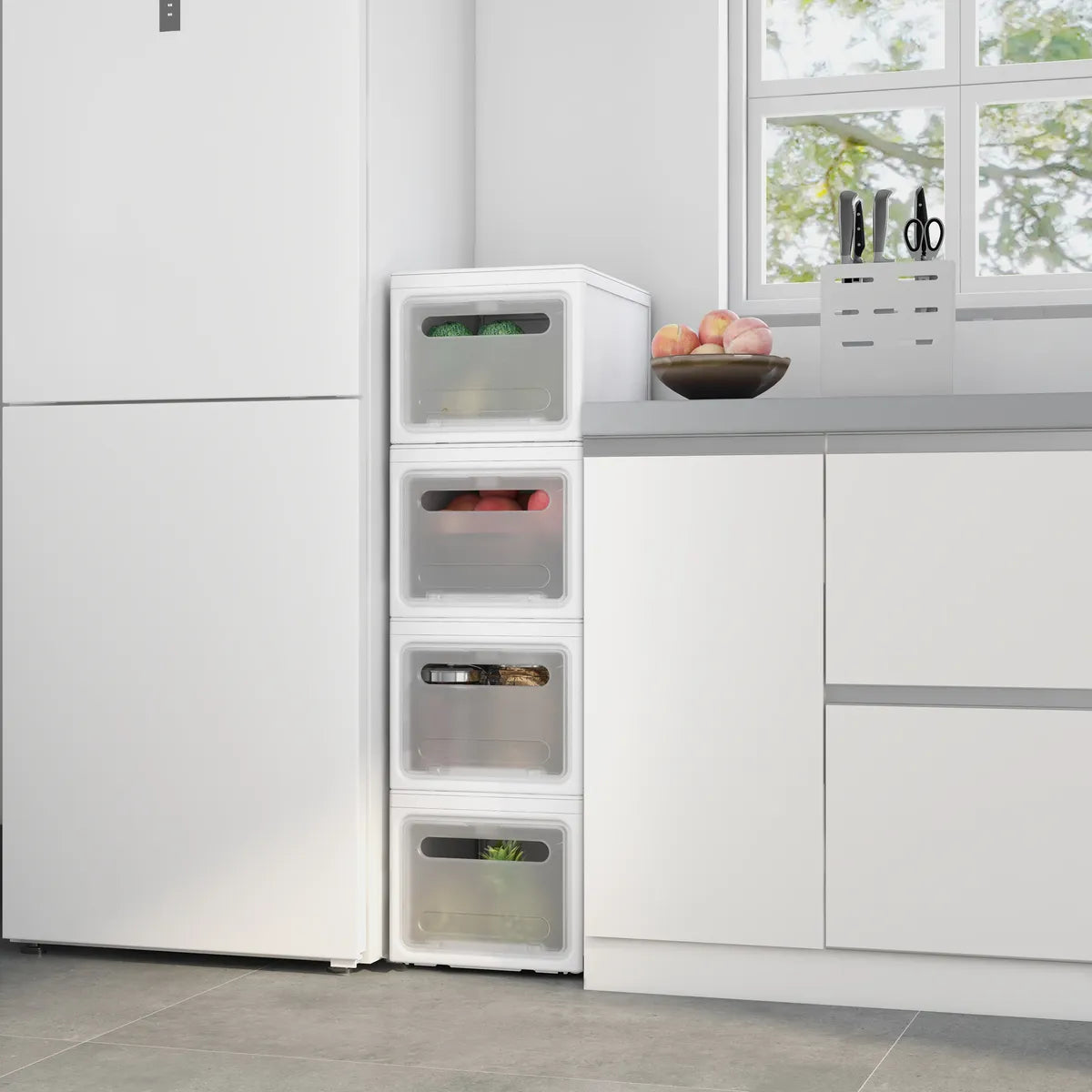 Cajas Organizador Multiusos Apilable Pack X 4 Unidades Blanco