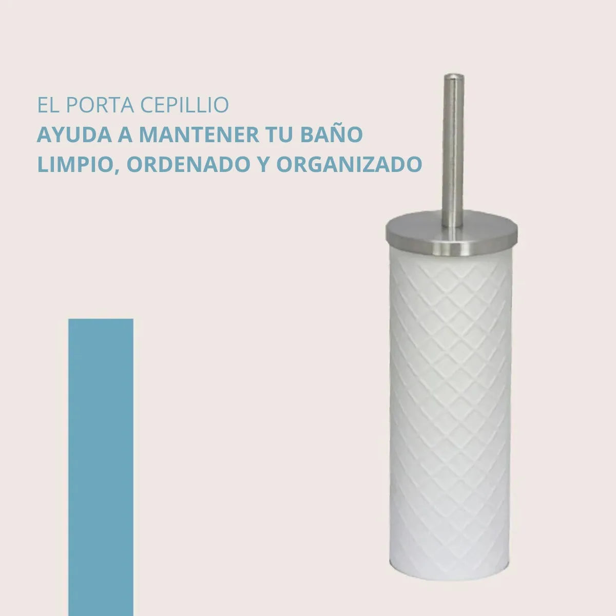 Escobilla blanca texturada para inodoro de acero inoxidable