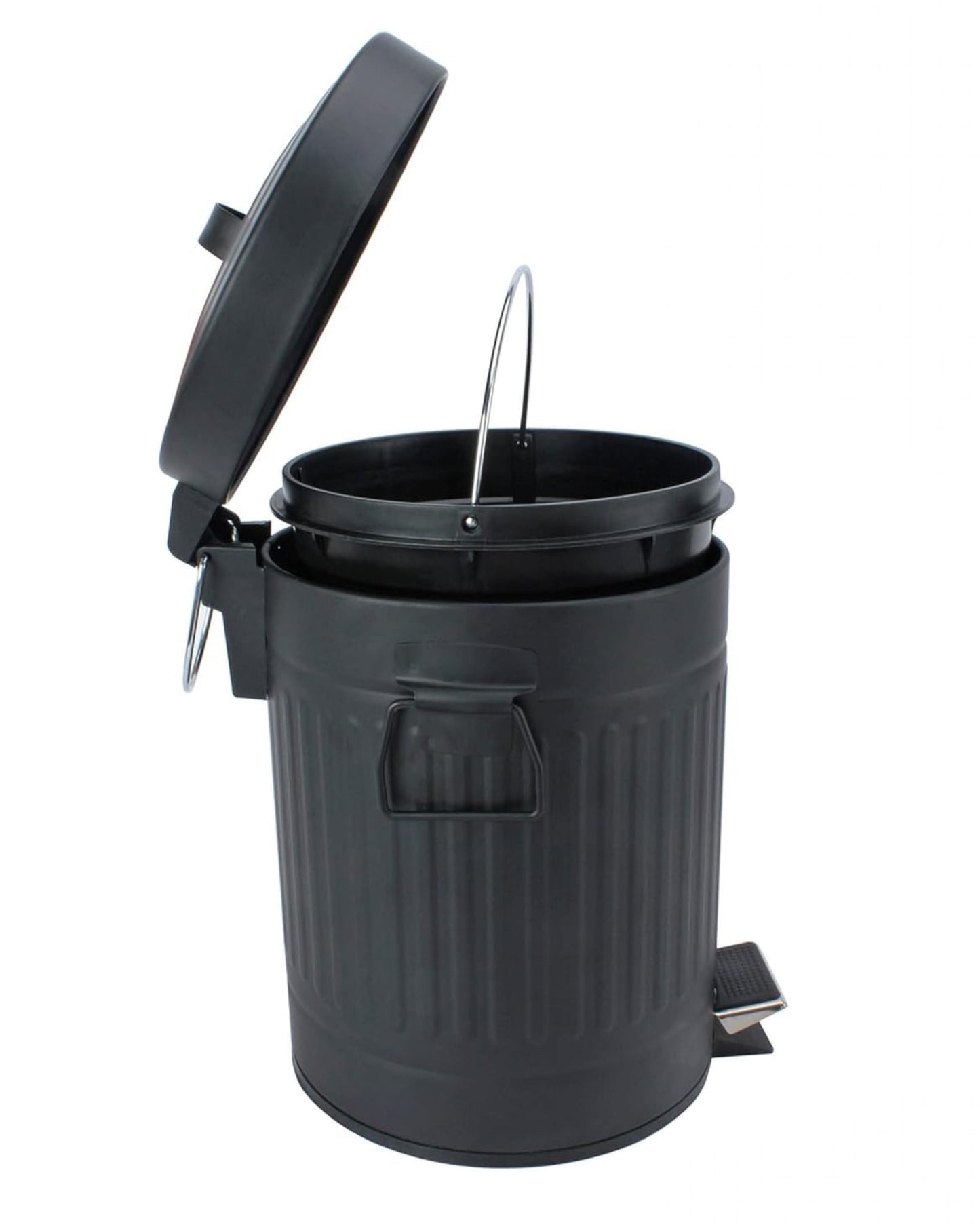 Cesto de basura de hierro galvanizado negro 5 lts