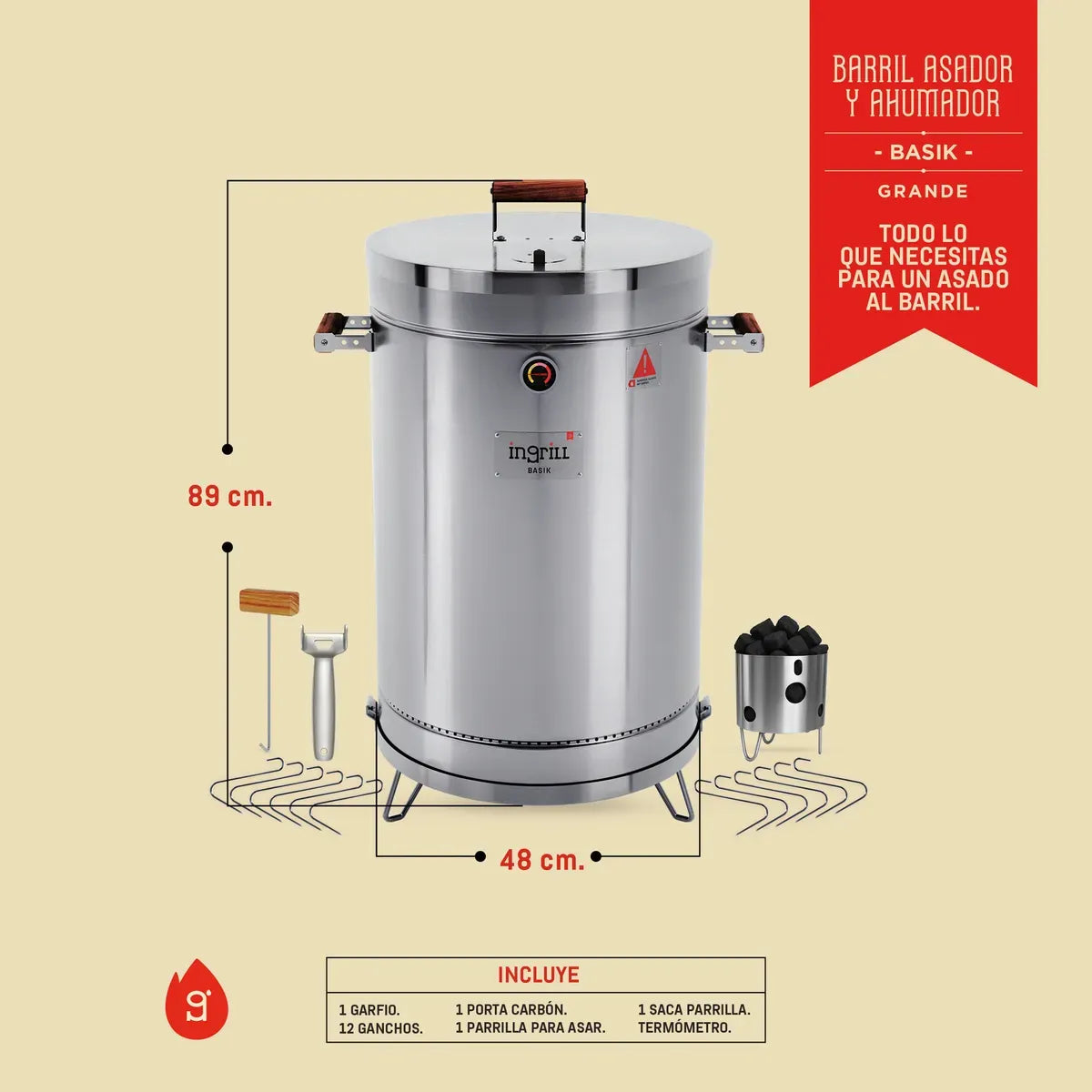 Asador Ahumador Barril Mediano Premium
