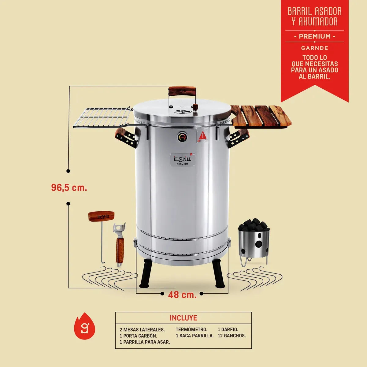 Asador Ahumador Barril Grande Premium