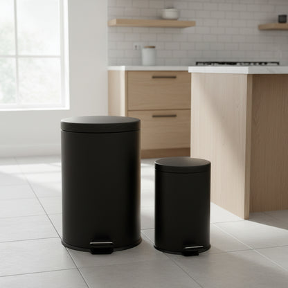 Set Cesto De Basura 5 Lts Y 20 Lts para Baño y Cocina Negro