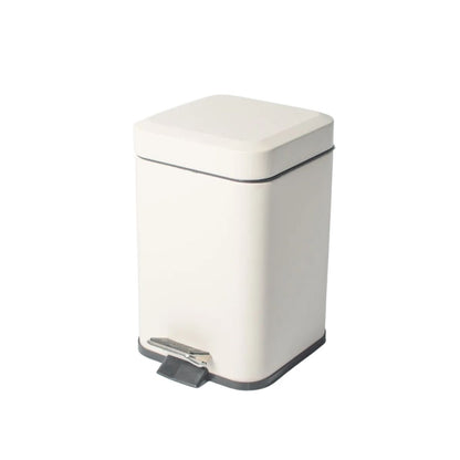 Tachos De Basura Cesto Residuos Cuadrado Blanco Acero 3 Lts