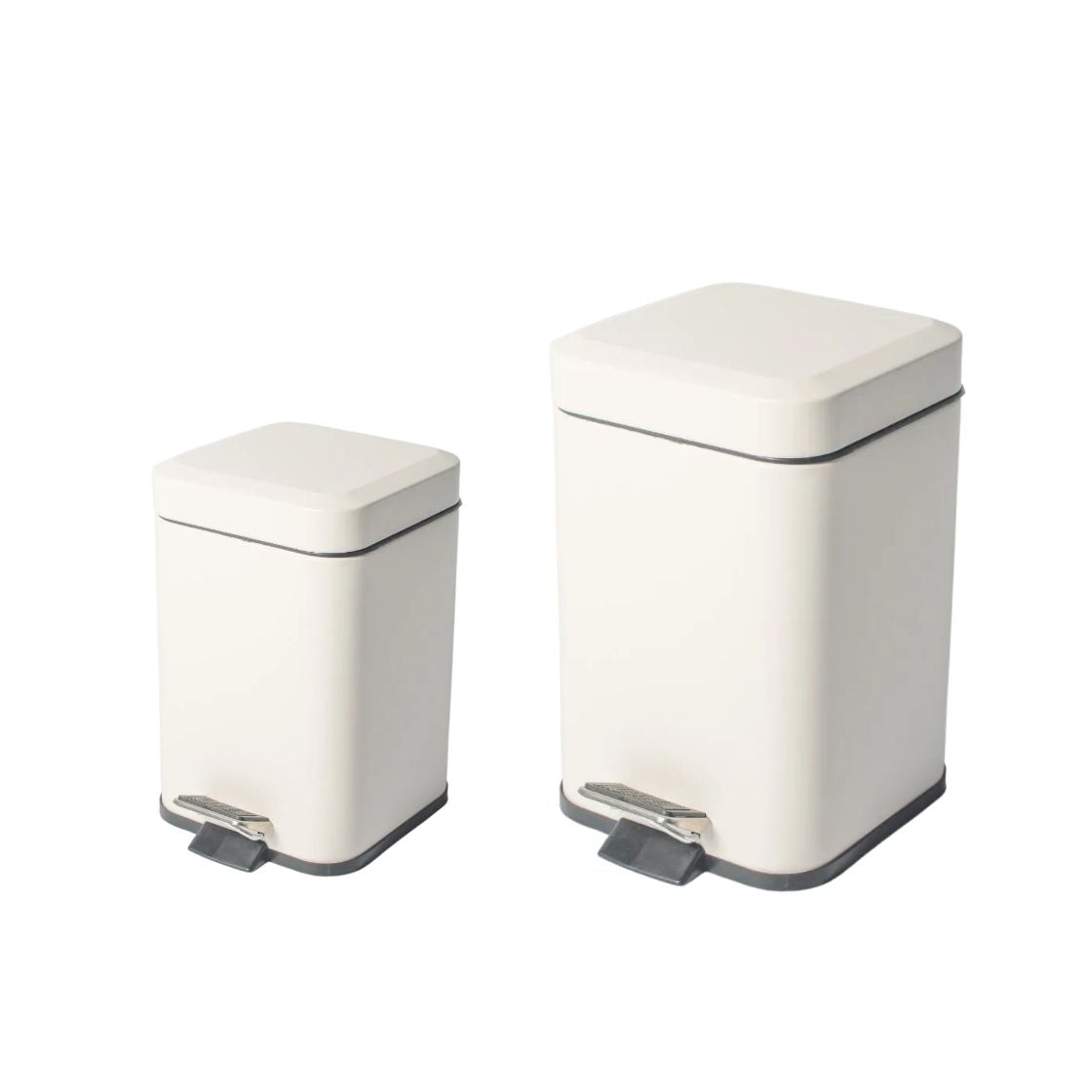 Combo Tachos De Basura Cesto Residuos Cuadrado Blanco Acero 3 Lts y 12 Lts Set Baño Hogar Oficina