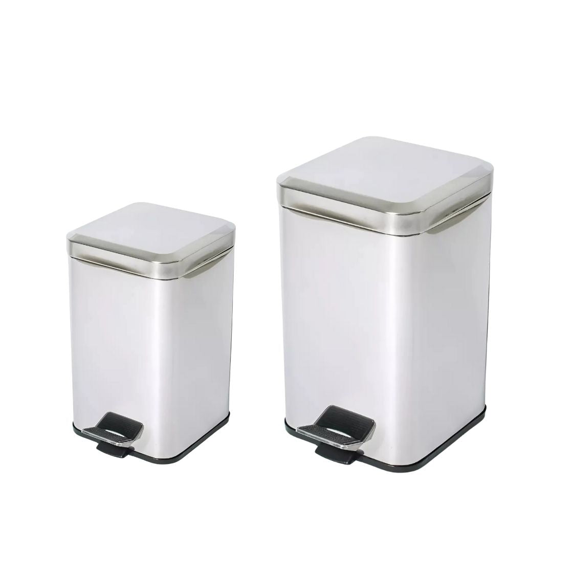 Combo Tachos De Basura Cesto Residuos Cuadrado Acero Inoxidable 6 Lts Y 20 Lts Set Baño Hogar Oficina