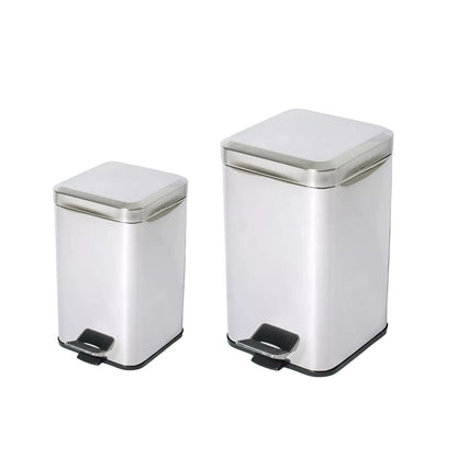 Combo Tachos De Basura Cesto Residuos Cuadrado Acero Inoxidable 6 Lts Y 20 Lts Set Baño Hogar Oficina