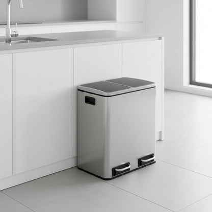 Cesto a pedal doble compartimento acero inoxidable 30 lts