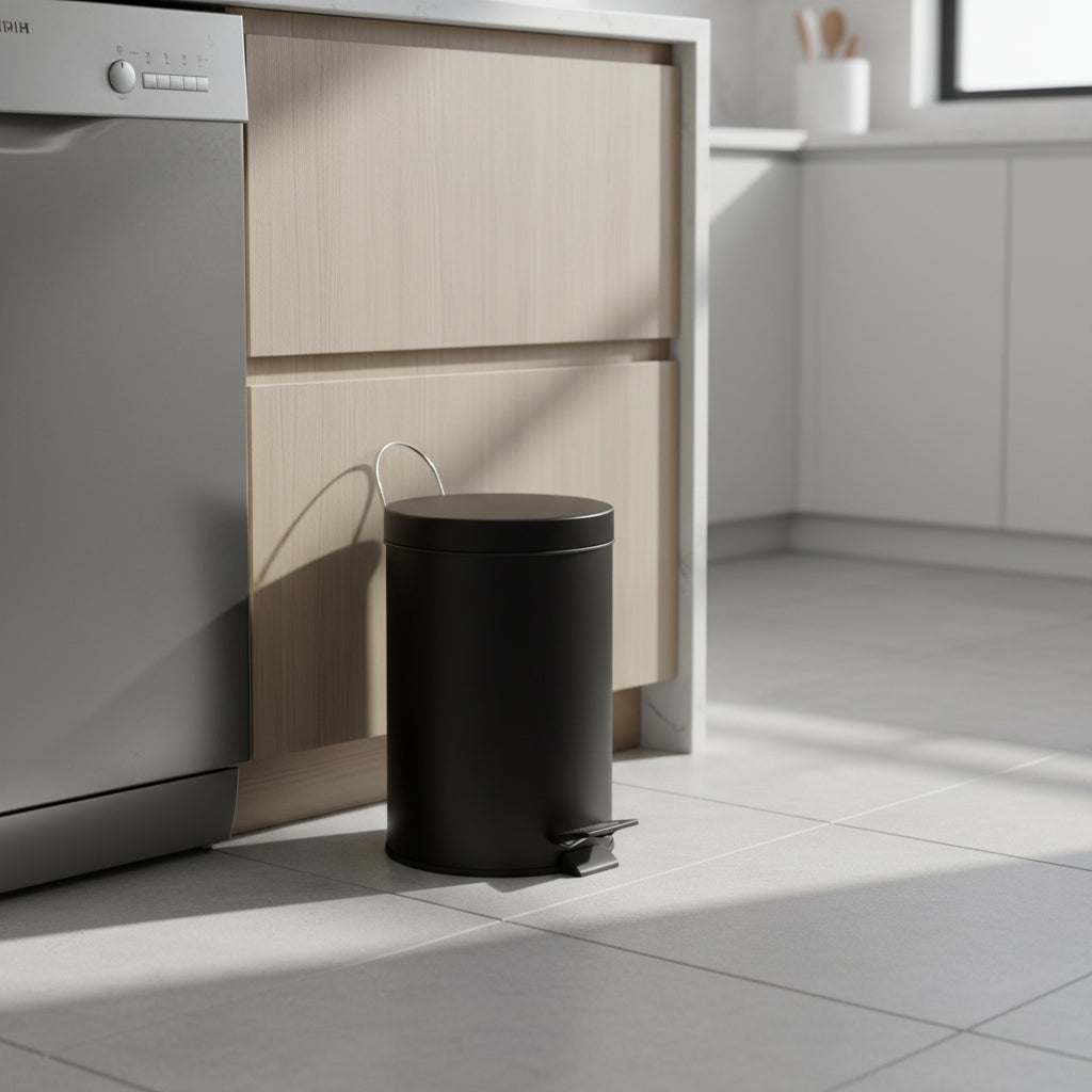 Cesto de Basura Acero Inoxidable Negro 12 Lts