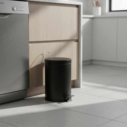 Cesto de Basura Acero Inoxidable Negro 12 Lts