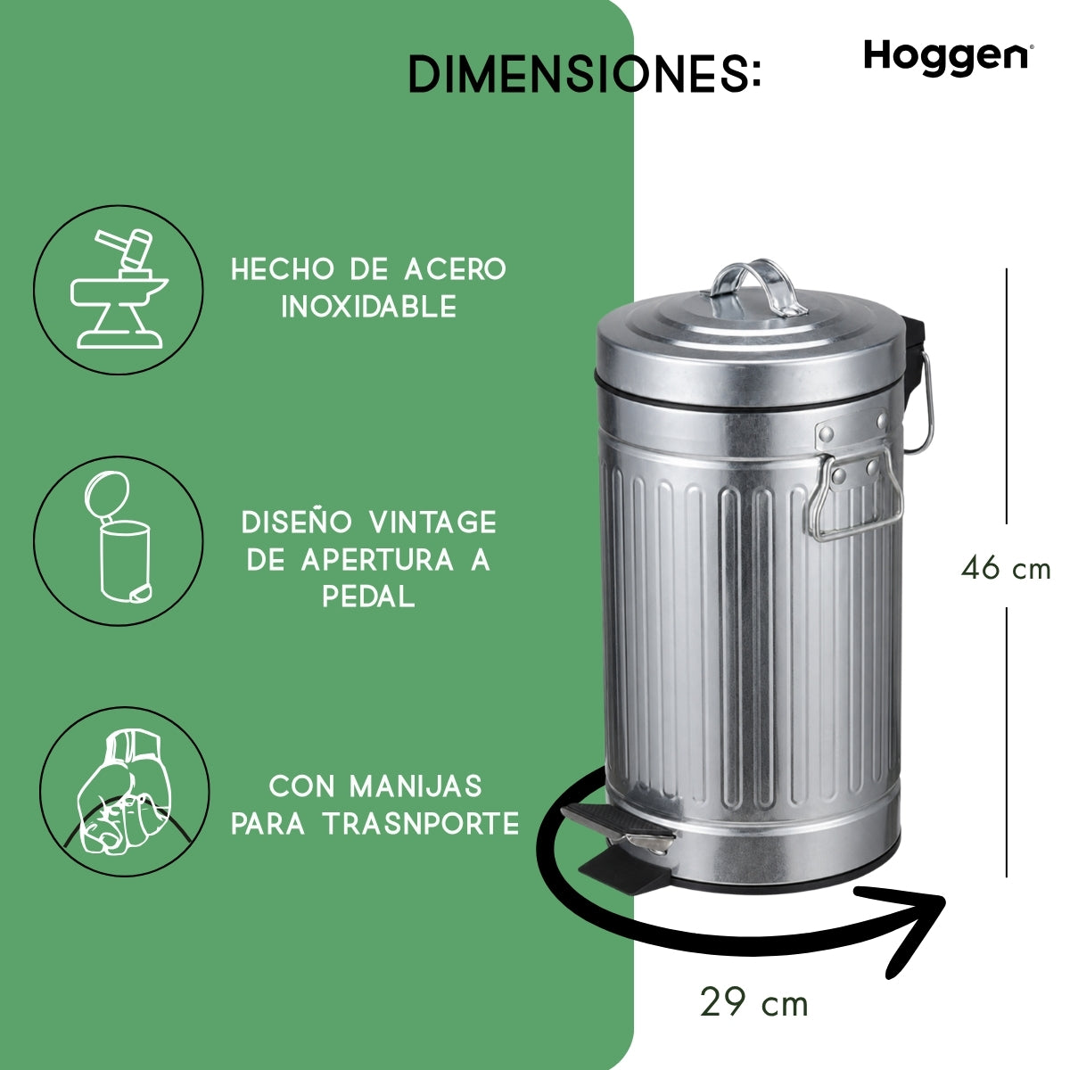 Cesto galvanizado de 20  litros
