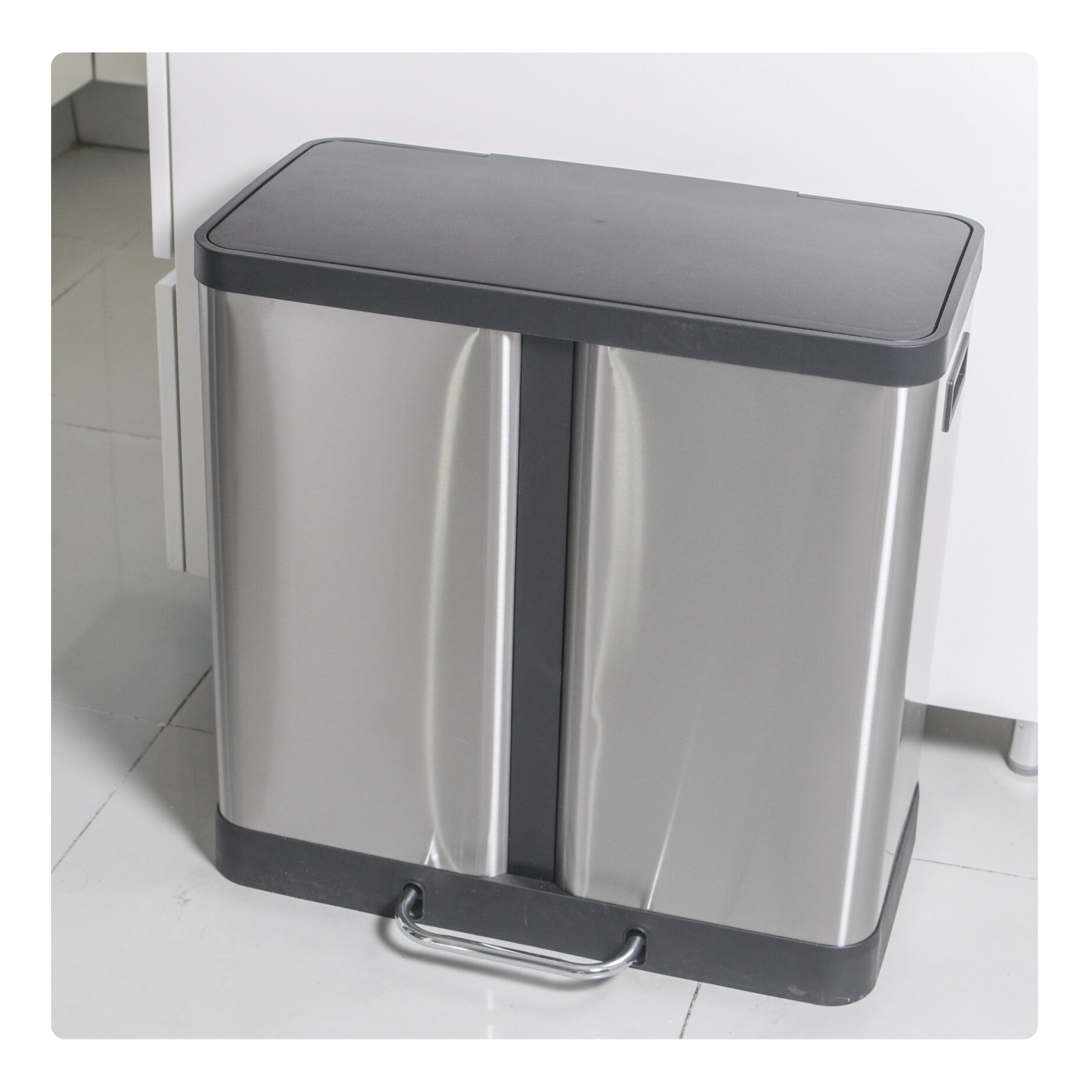 Cesto de basura doble de acero inoxidable 60 litros – Hoggen Argentina