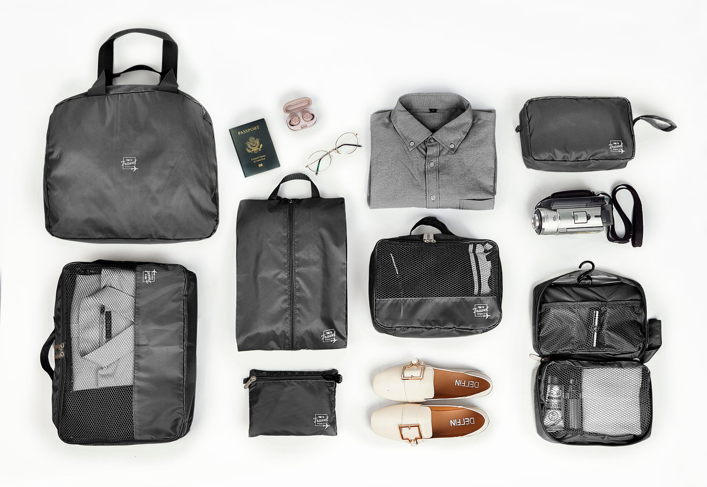 Pack 5 Fundas Organizadoras De Viaje Negro