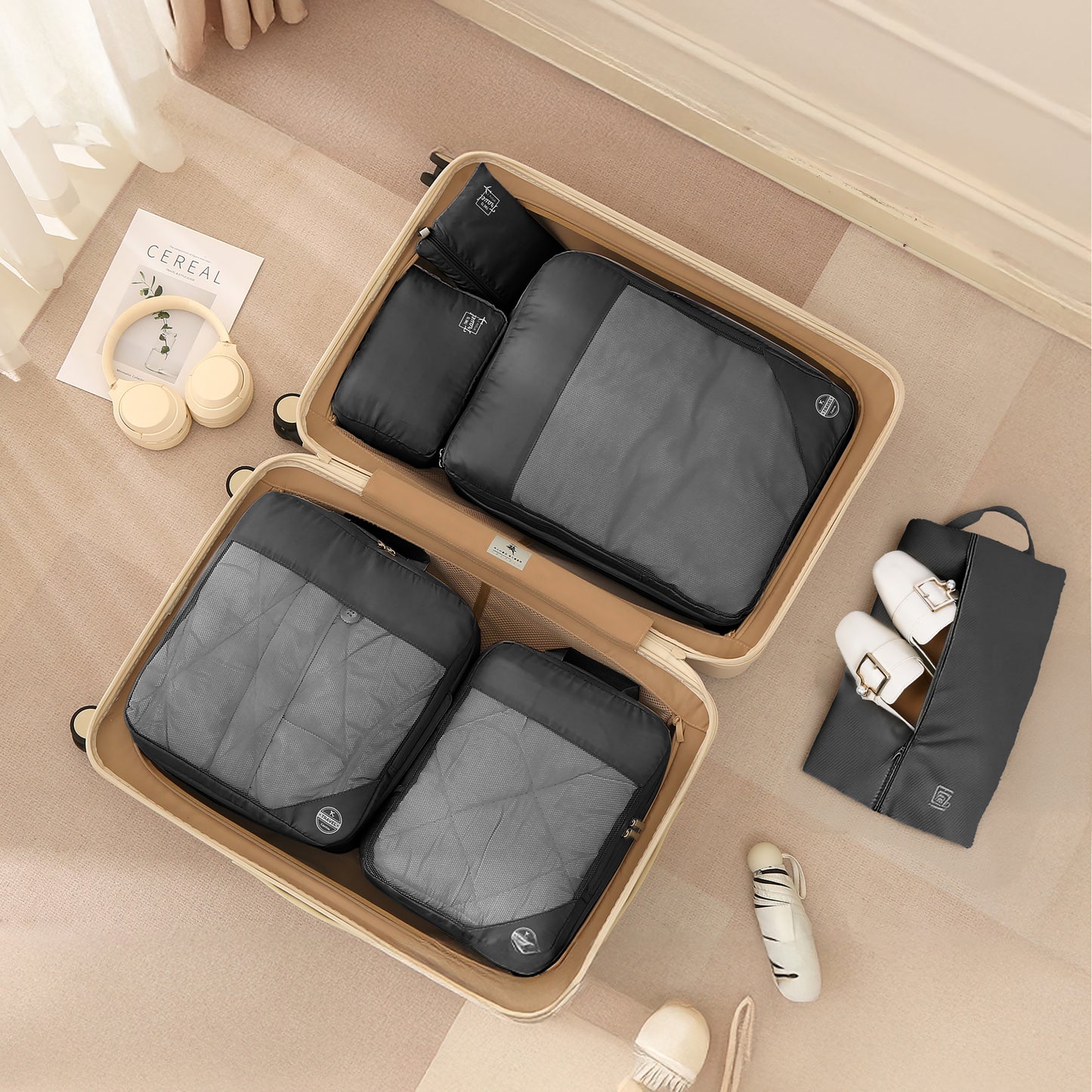 Pack 5 Fundas Organizadoras De Viaje Negro