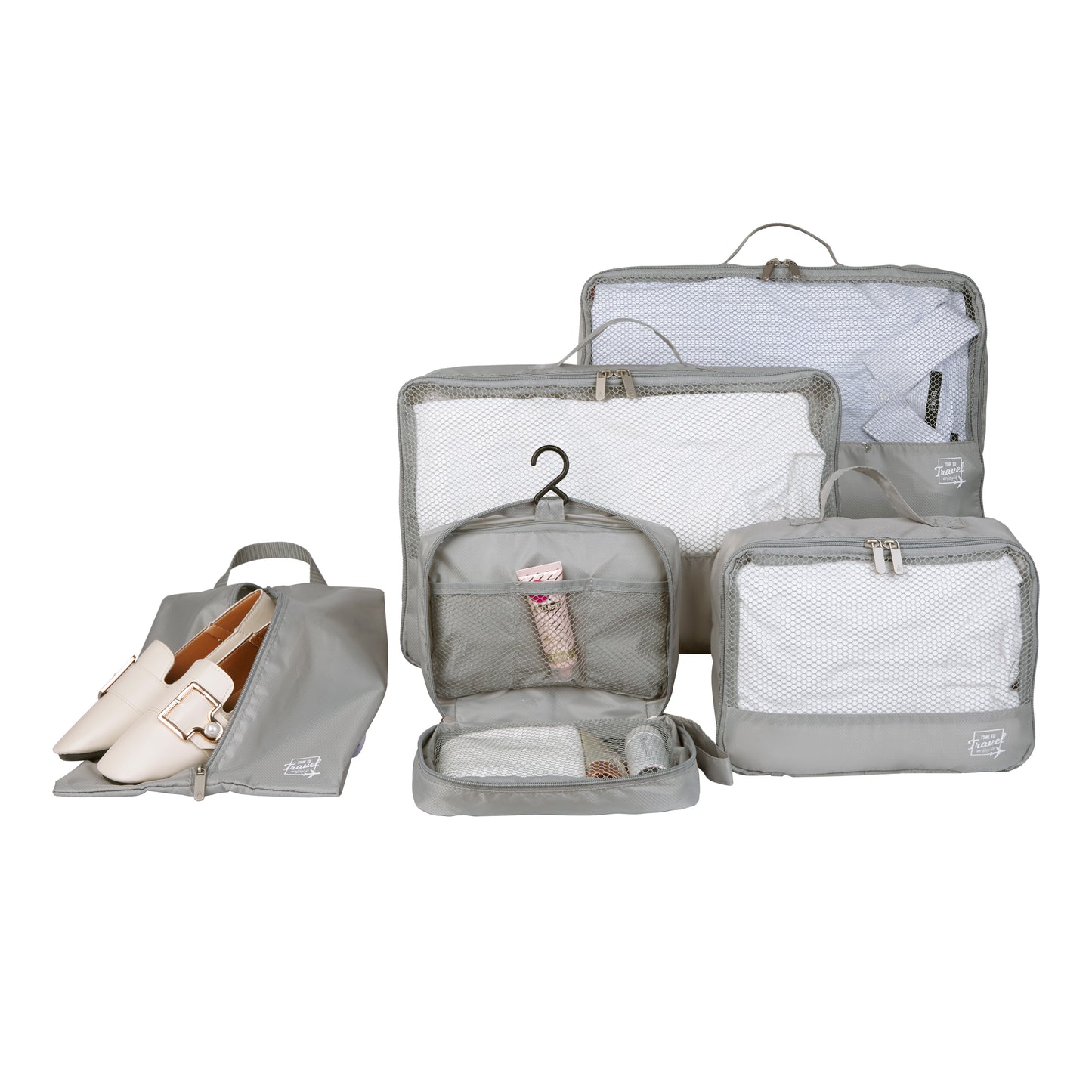 Pack 5 Fundas Organizadoras De Viaje Gris