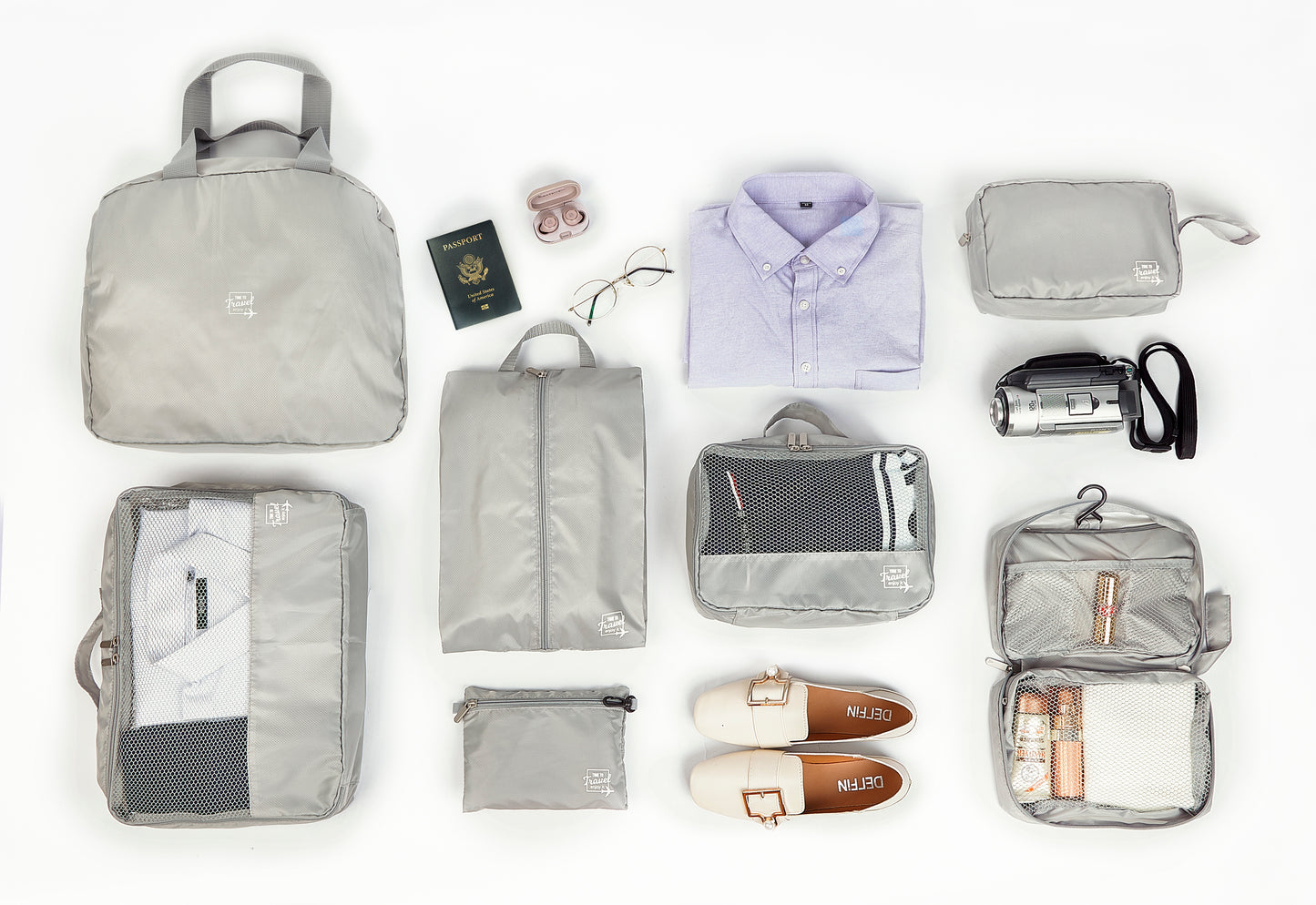 Pack 5 Fundas Organizadoras De Viaje Gris