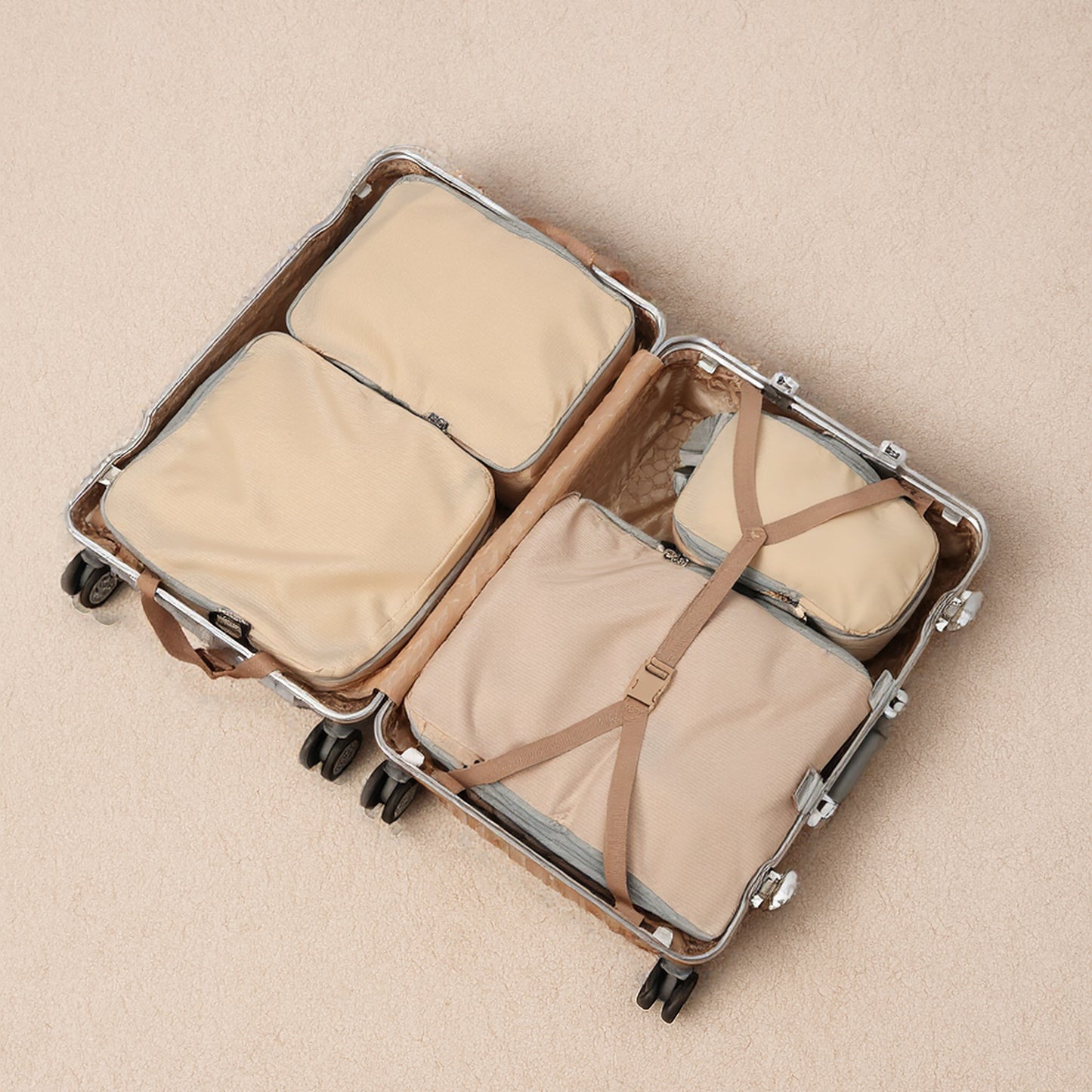 Pack 4 Fundas Organizadoras De Viaje Beige