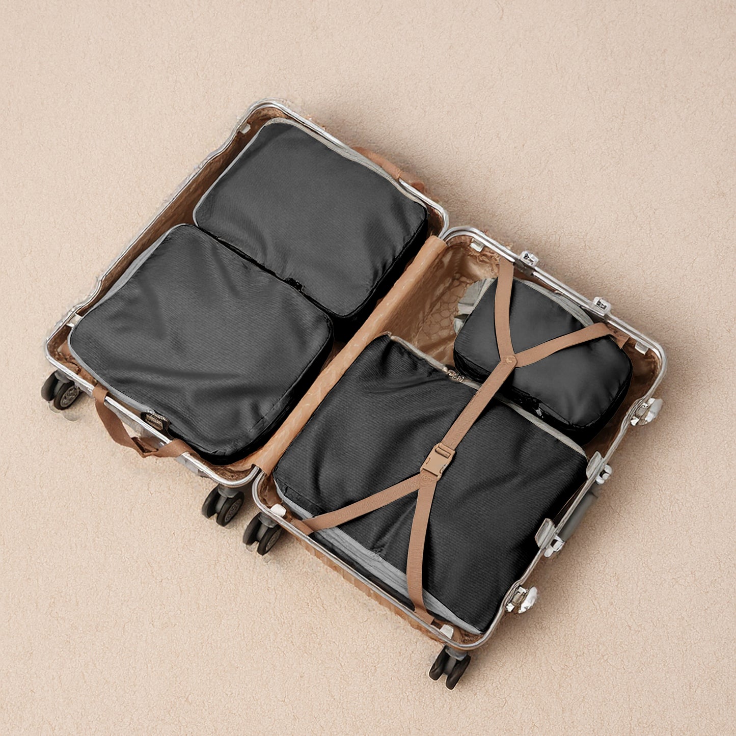 Pack 4 Fundas Organizadoras De Viaje Negro