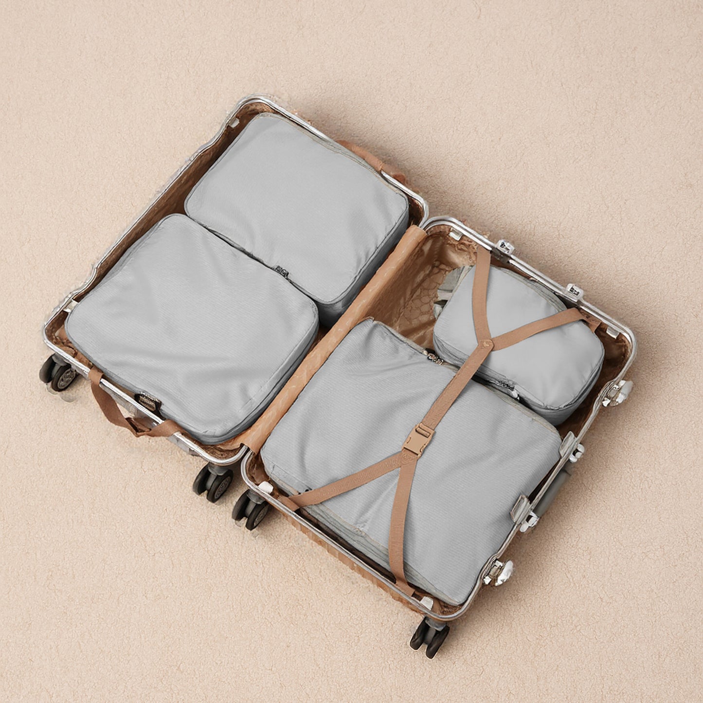 Pack 4 Fundas Organizadoras De Viaje Gris