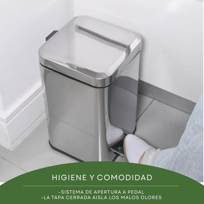 Combo Tachos De Basura Cesto Residuos Cuadrado Acero Inoxidable 6 Lts Y 20 Lts Set Baño Hogar Oficina