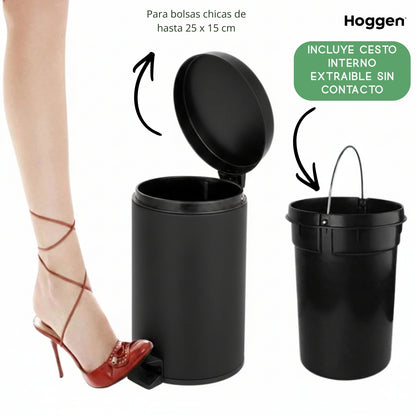 Cesto de Basura Acero Inoxidable Negro 3 Lts