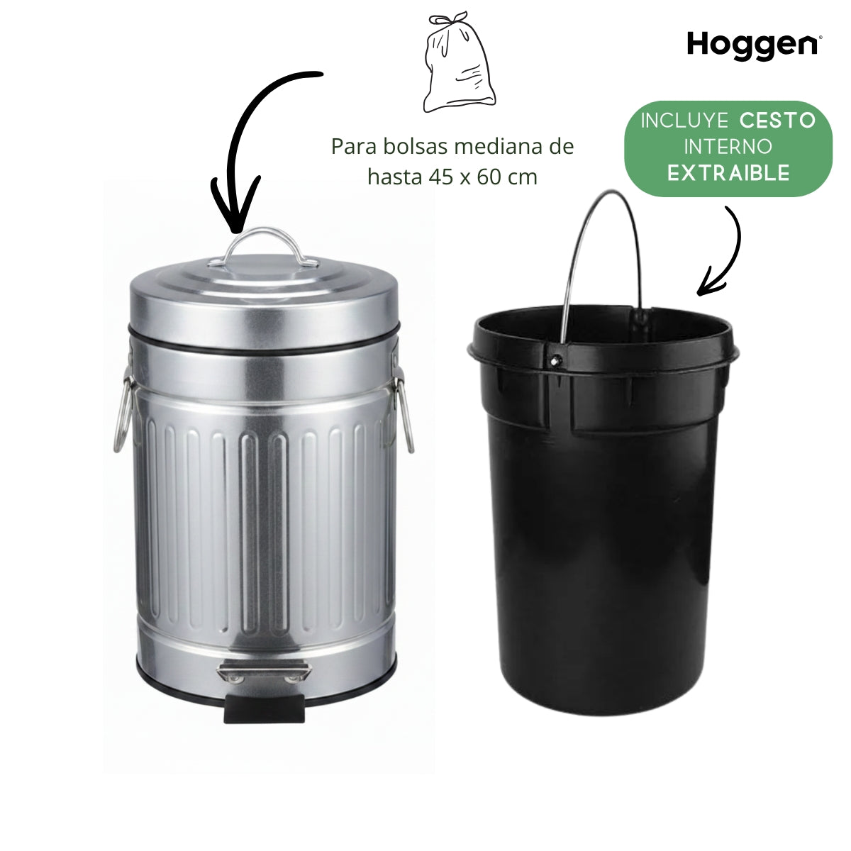 Cesto galvanizado de 20  litros