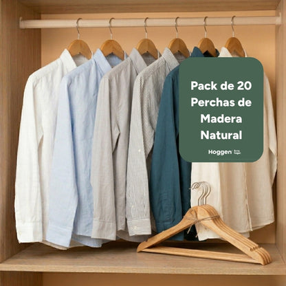 Perchas De Madera Lustrada X 20 Unidades