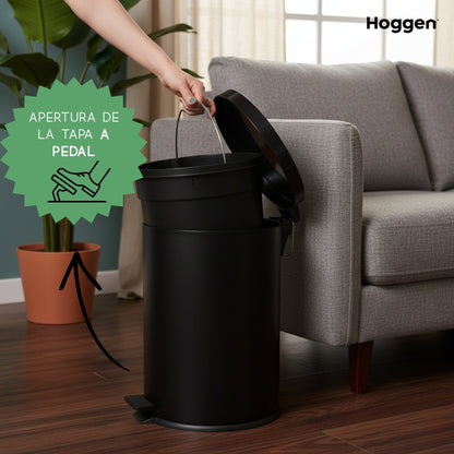 Cesto de Basura Acero Inoxidable Negro 12 Lts